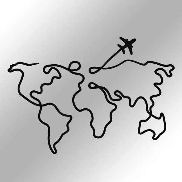 Nástenná dekorácia 60x42 cm mapa kov