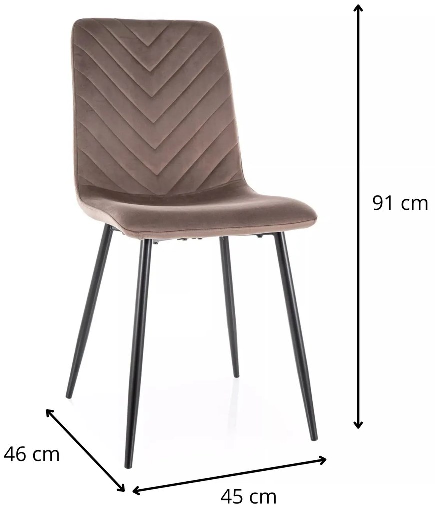 Zamatová jedálenská stolička Daren cappuccino/čierna