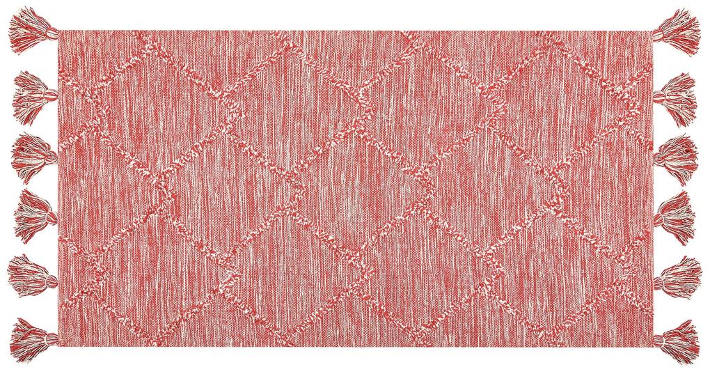 Bavlnený koberec 80 x 150 cm červený NIGDE Beliani