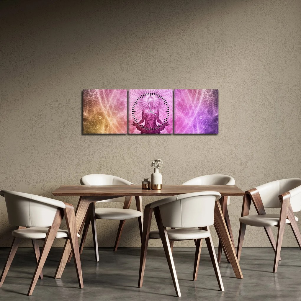 Obraz meditácie (s hodinami) (90x30 cm)