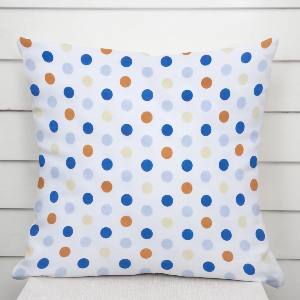Biante Bavlnená obliečka na vankúš Sandra SA-120 Modré a hnedé bodky na bielom 60 x 60 cm