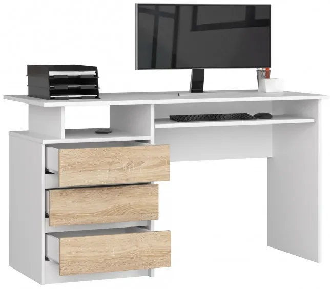 Kancelársky stôl CLP 135 cm biely / sonoma