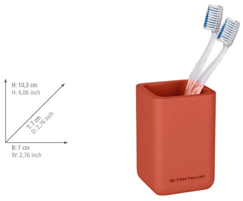 Oranžový téglik na zubné kefky z polyresínu Tom Tailor T-Rounded – Wenko