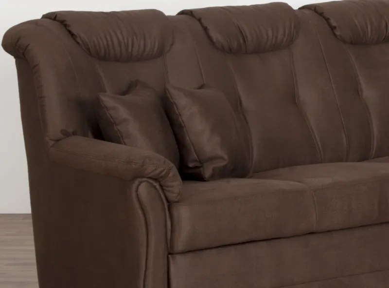 Rohová sedacia súprava Linz, hnedá látka v optike kože, bez rozkladu