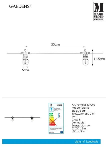 Markslöjd 107292 - LED Vonkajšia dekoratívna reťaz GIRLANDA GARDEN 10xLED 5,5m IP44