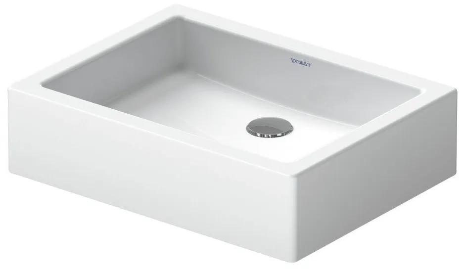 DURAVIT Vero obdĺžniková umývadlová misa bez otvoru, bez prepadu, 500 x 380 mm, biela, 0455500000
