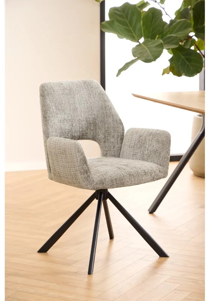 Svetlosivé čalúnené jedálenské kreslo s podrúčkami Graham – Actona