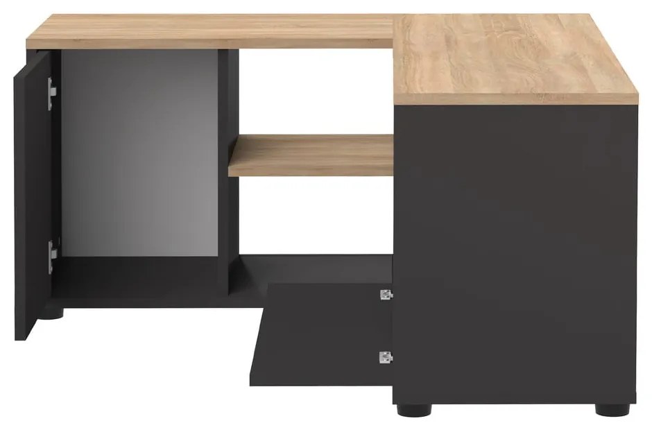 TV stolík v dekore duba v čierno-prírodnej farbe 90x45 cm Angle – TemaHome