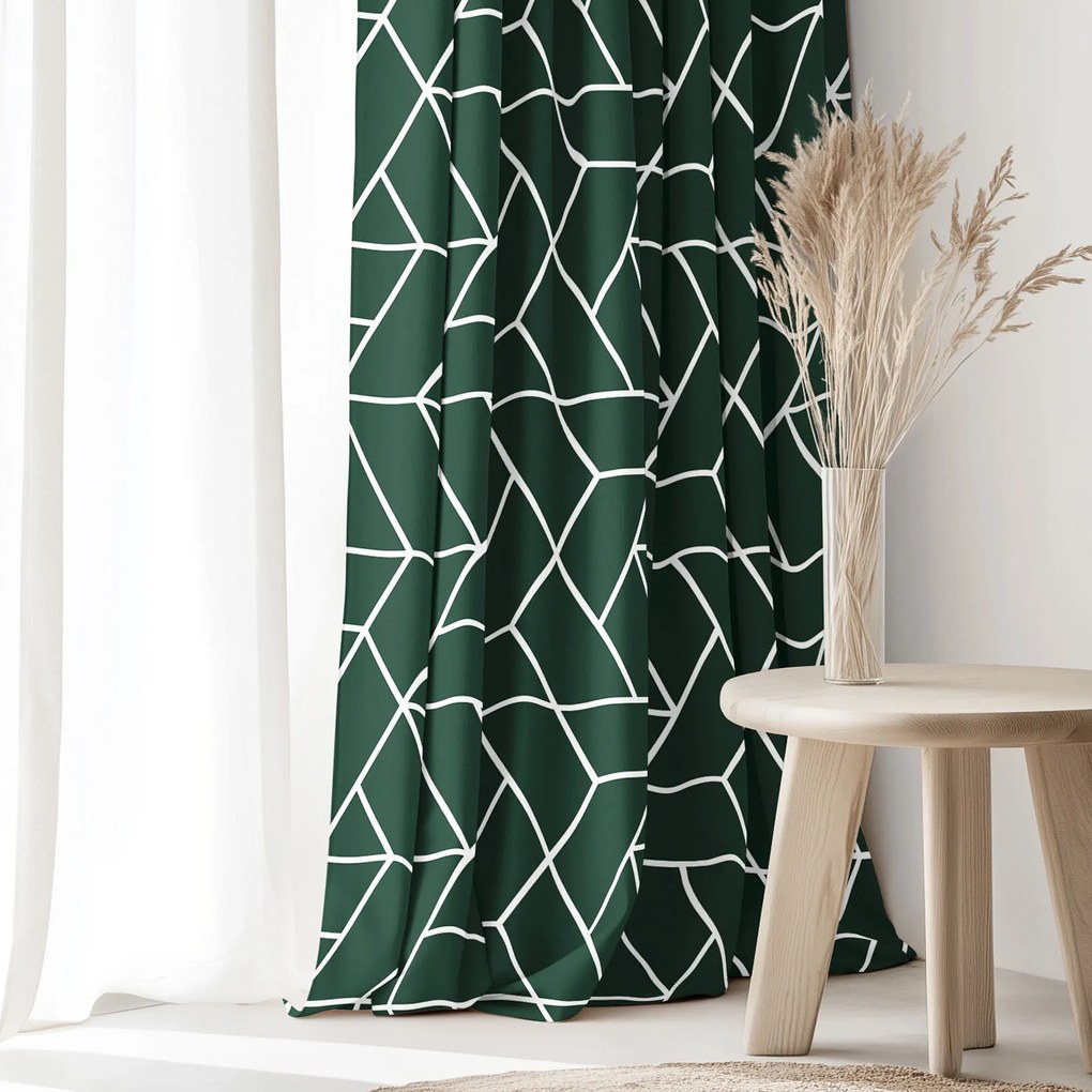 Goldea bavlnený záves - mozaika na tmavo zelenom 280x150 cm