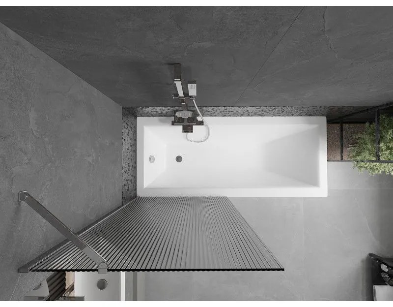 Mexen Next, vaňová zástena 1-krídlová 80 x 150 cm, fixné krídlo, 6 mm sklo s pruhmi, chrómový profil, 895-080-000-00-09-01