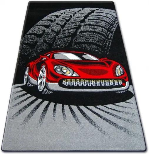 3kraft Detský koberec HAPPY Car čierno-červený