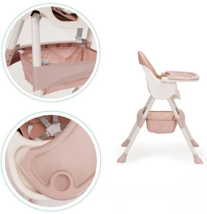 ECOTOYS Detská jedálenská stolička 2v1 Rose