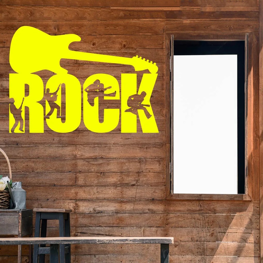 Veselá Stena Samolepka na stenu na stenu Nápis ROCK Farba: černá