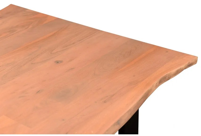 furniture-nabytek.cz - Jídelní stůl Willy z masivní akácie s černými kovovými nohami, lakovaný, přírodní – 120×80 cm