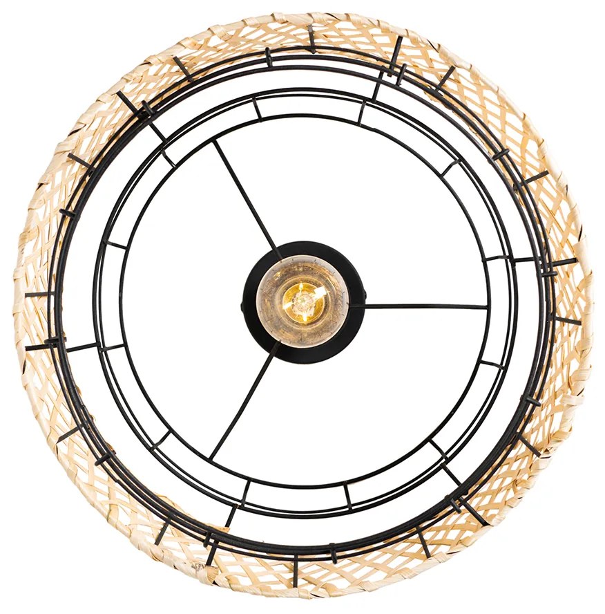 Orientálne stropné svietidlo čierne s bambusom - Irena