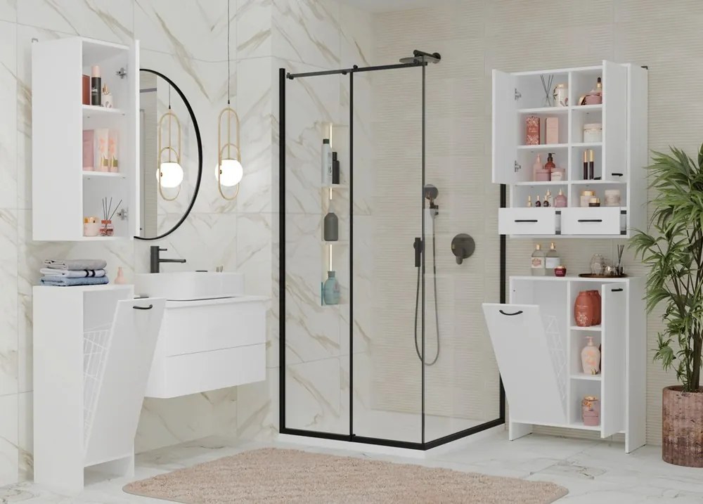 Spodní koupelnová skříňka s policemi Nina 35 cm bílá