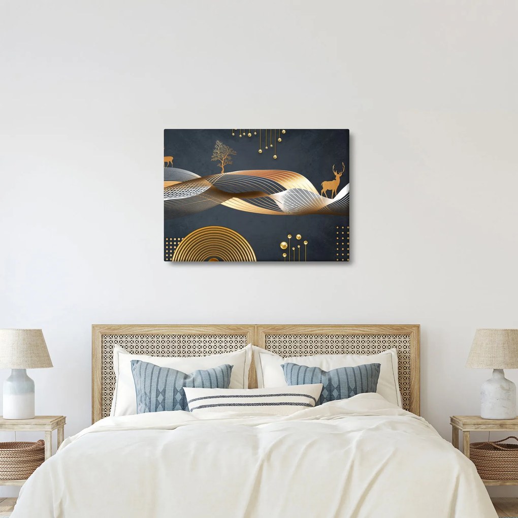 Obraz - Grafika s jeleňom (70x50 cm)