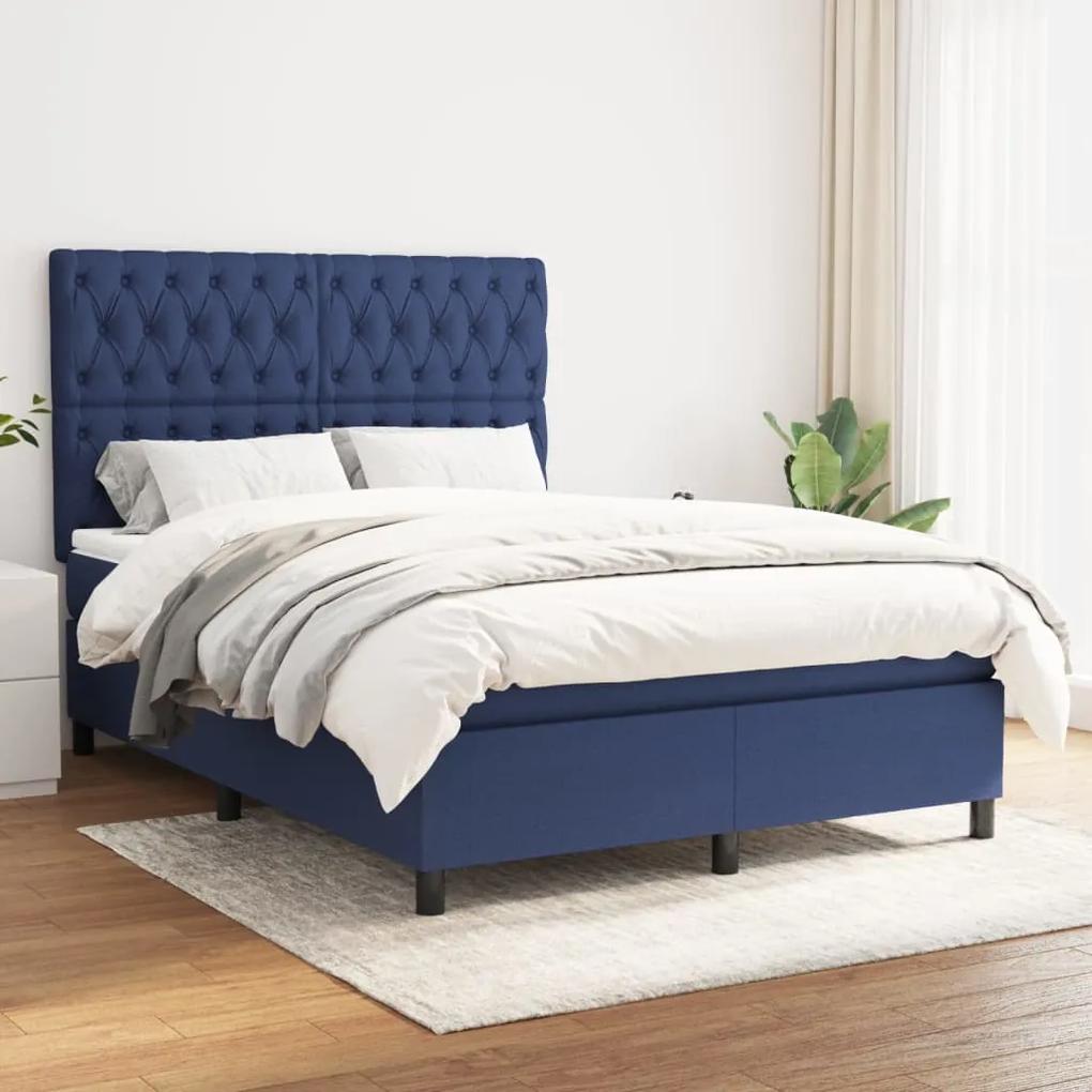 Boxspring posteľ s matracom modrý 140x190 cm látka 3142015