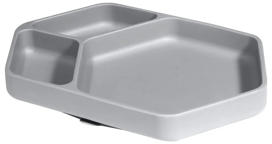 Sivý silikónový detský tanier 16x25 cm – Kindsgut