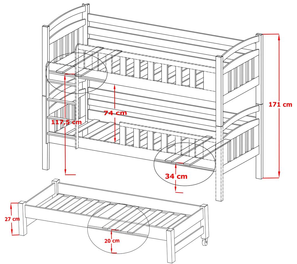 Detská posteľ 90 x 190 cm VIOLA (s roštom a úl. priestorom) (grafit). Vlastná spoľahlivá doprava až k Vám domov. 1013222
