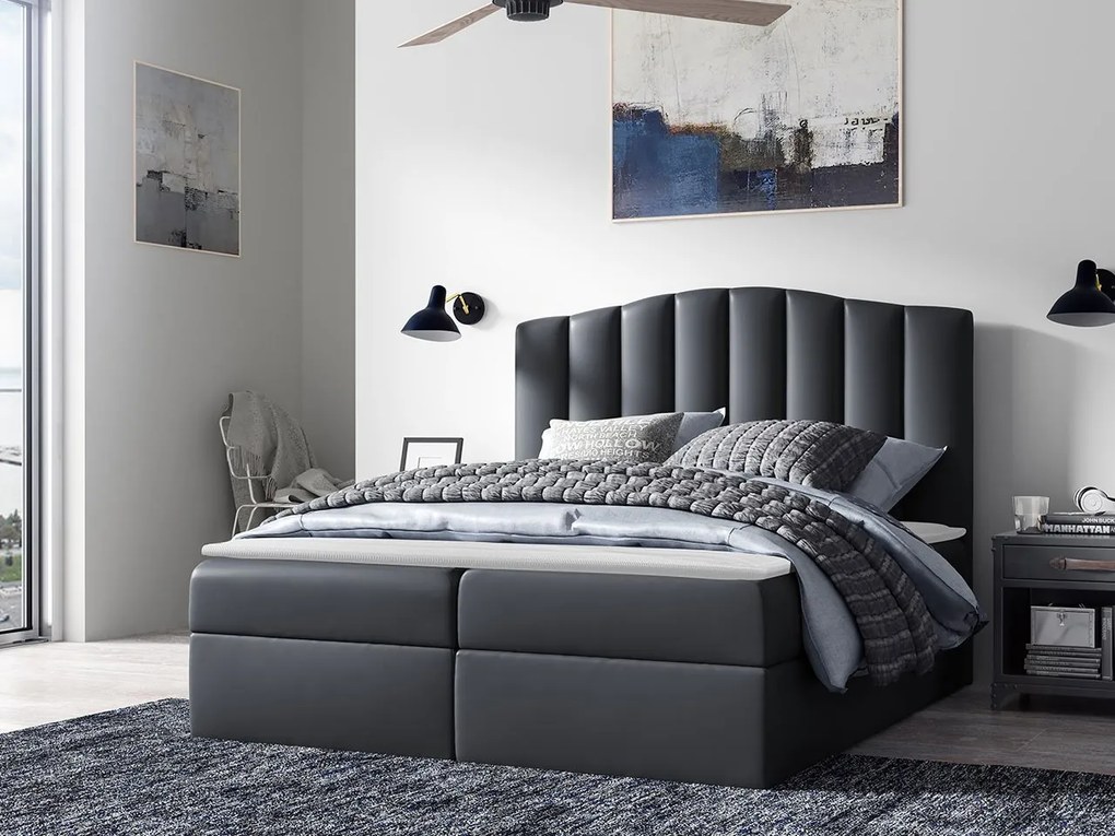 Kontinentálna posteľ Beatriz, Rozmer postele: 160x200, Dostupné poťahy: ekokoža Soft 011 (čierna)