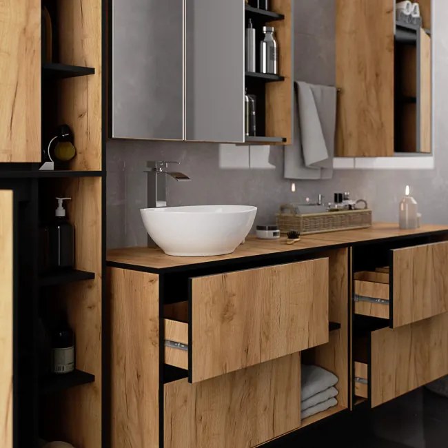 Skrinka pod umývadlo VAMI W90 2SZ 2P dub craft / čierna