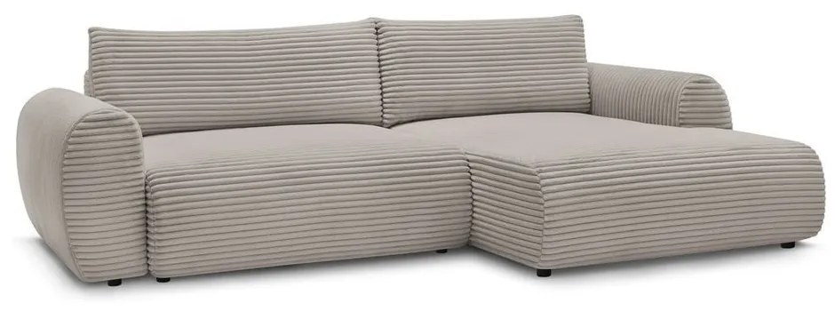 Svetlosivo-béžová menčestrová rozkladacia rohová pohovka (pravý roh) Lucien – Bobochic Paris