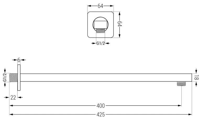 Mexen Cube, podomietková sprchová sada DR02 s dažďovou sprchou 25cm, biela, 77502DR0225-20