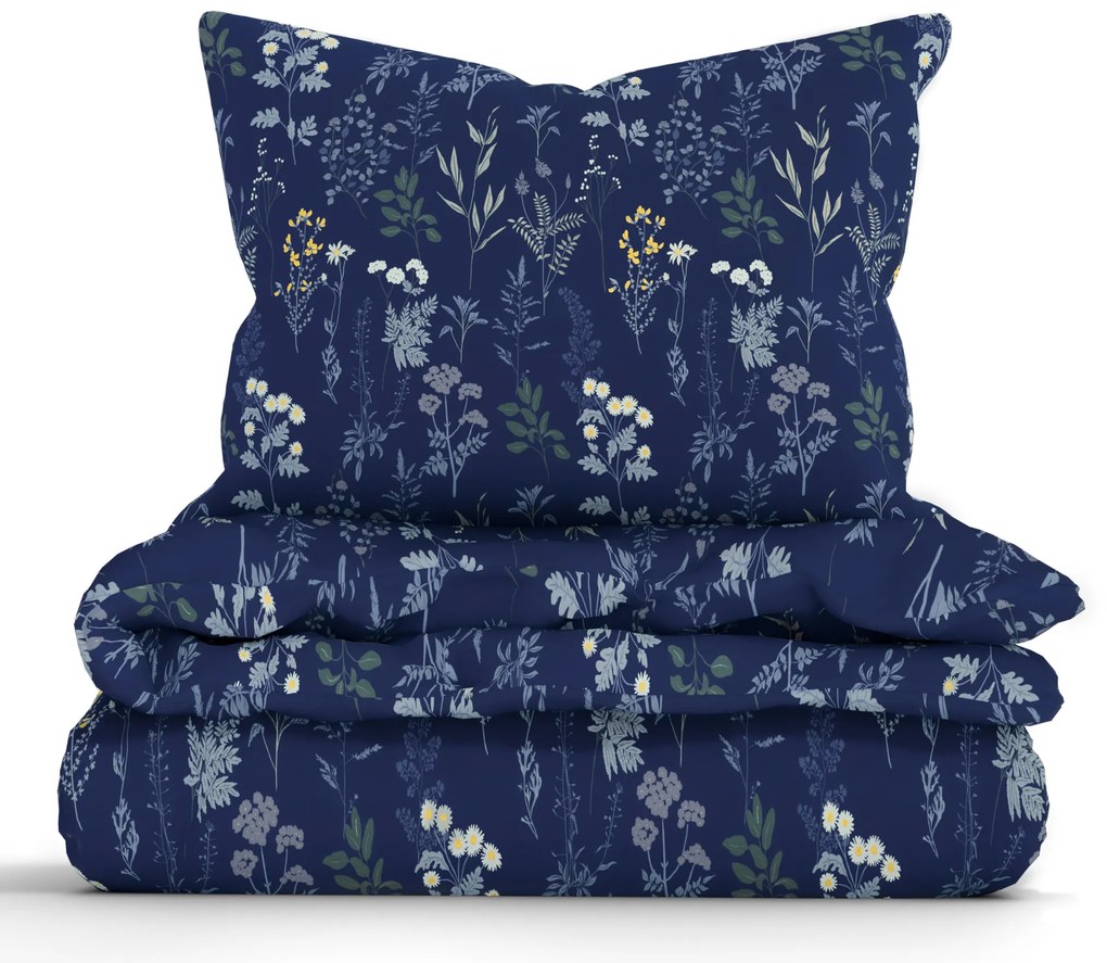 Francúzske bavlnené obliečky Renforcé - Bianca tmavo modrá