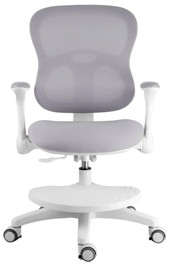 Detská rastúca stolička Neoseat JUNI 006 — látka, prateľný poťah, sivá