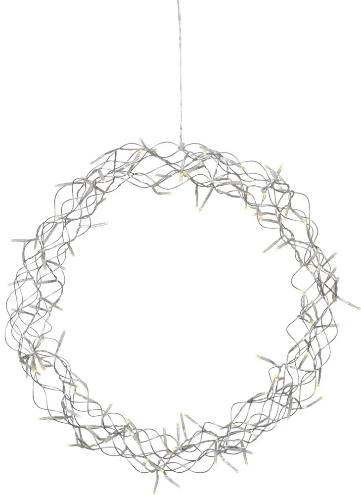 Star trading Závesný svietiaci veniec CURLY 120x LED P.50 cm strieborný