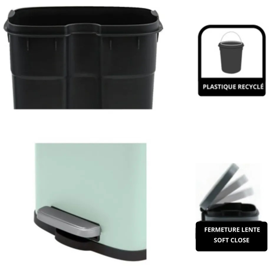 Nášľapný oceľový odpadkový kôš v mentolovej farbe 5 l Akira – Spirella