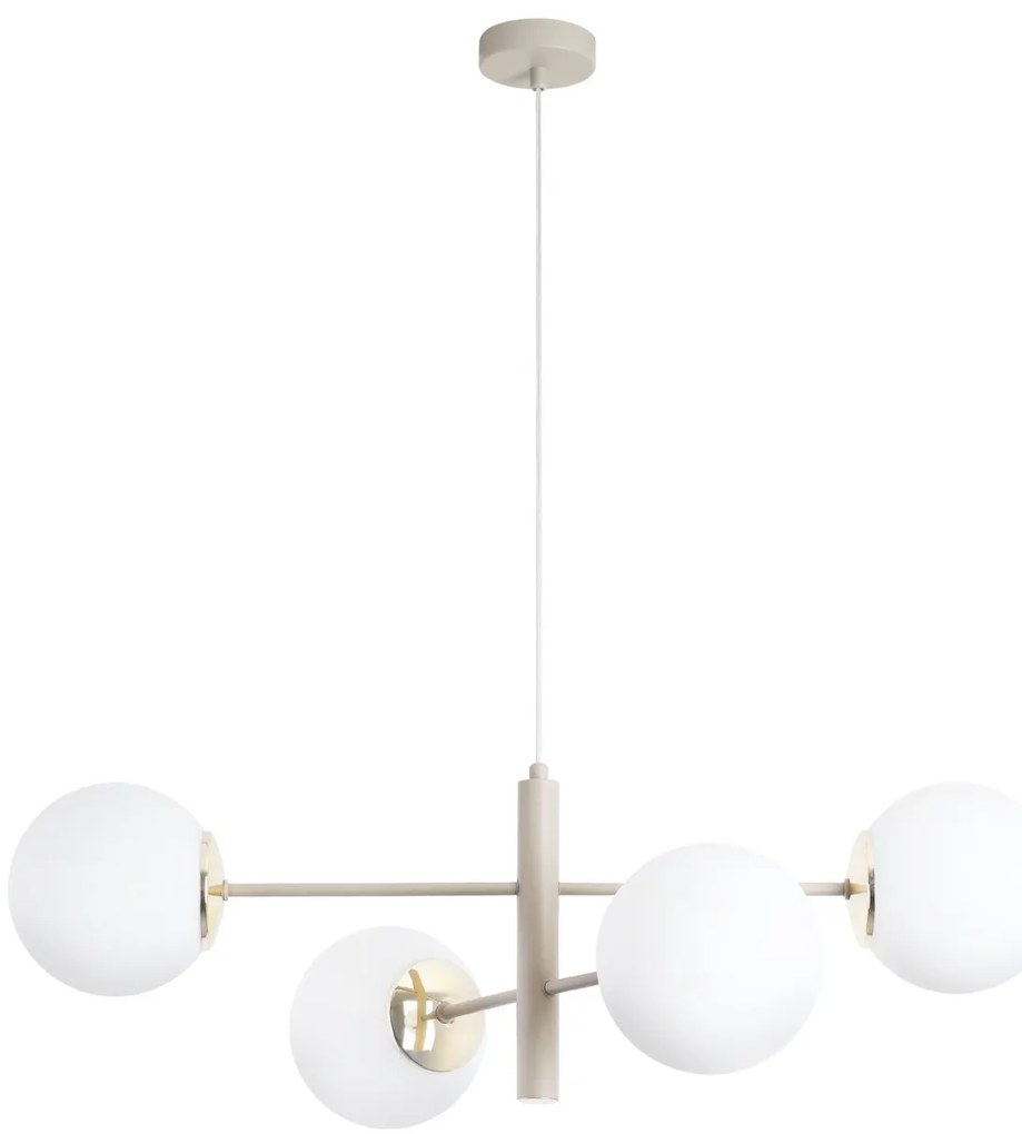 Závesné svietidlo Florence, 4x biele sklenené tienidlo, be/g