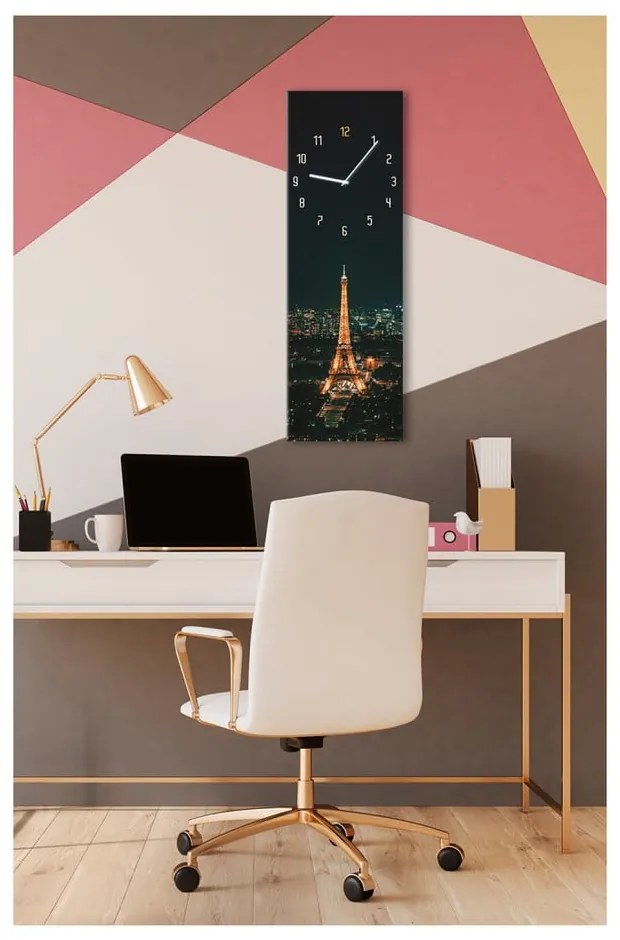 Nástenné hodiny Styler Glassclock Paris, 20 × 60 cm