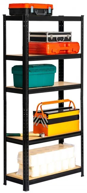 Set 2 kovových regálov 70x30x154 cm čierny
