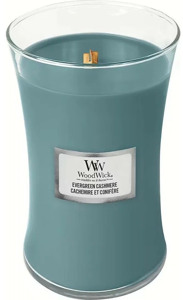 WoodWick Vonná sviečka váza veľká Evergreen Cashmere, 609 g
