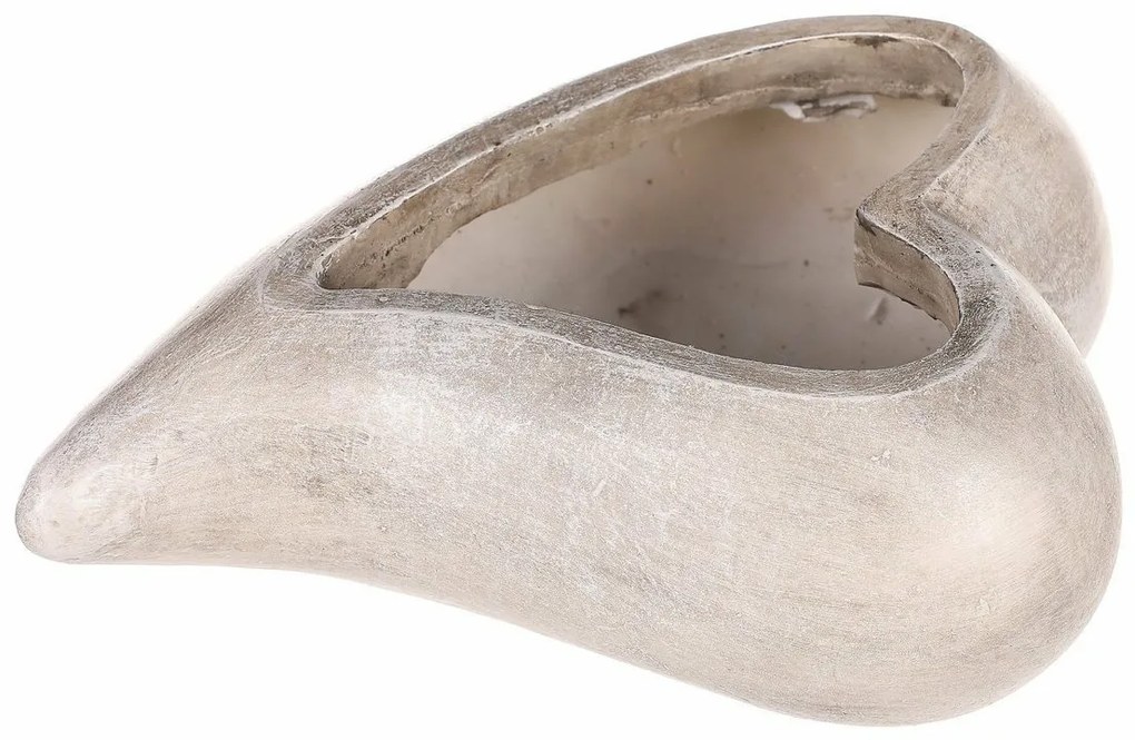 Obal kvetinový pietny - tvar srdca, polyresin, sivá