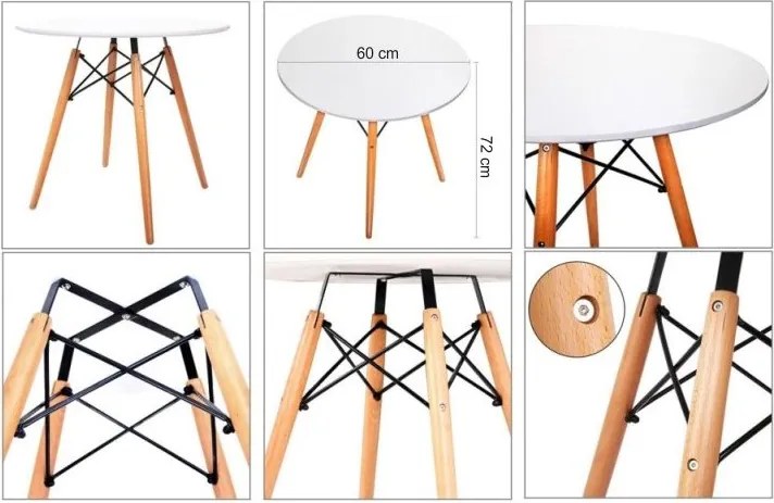 Biely jedálenský stôl OSLO 60x60