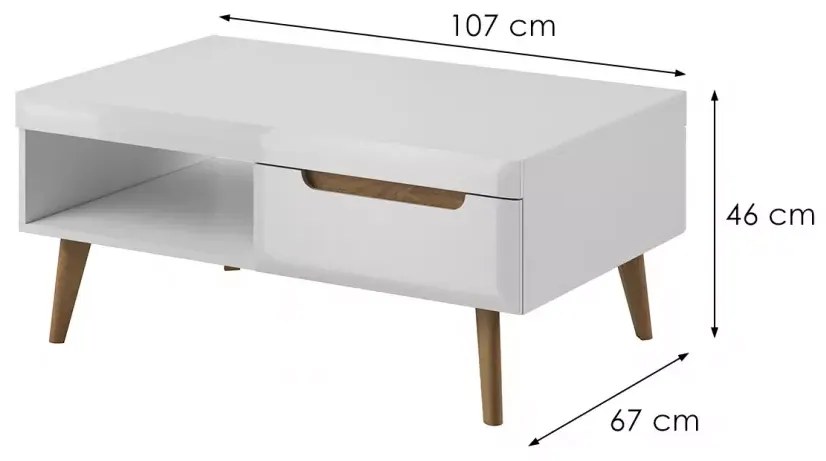 Konferenční stolek Nordi 107 cm bílý/dub Riviéra