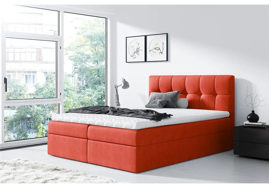 Kontinentálna posteľ Apolon, Rozmer postele: 140x200, Dostupné poťahy: ekokoža Soft 011 (čierna)