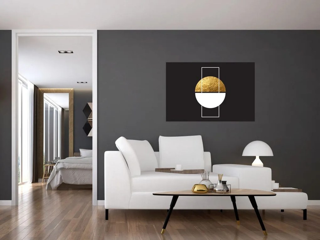 Obraz - Abstrakcia zlatá a čierna N⁰1 (90x60 cm)