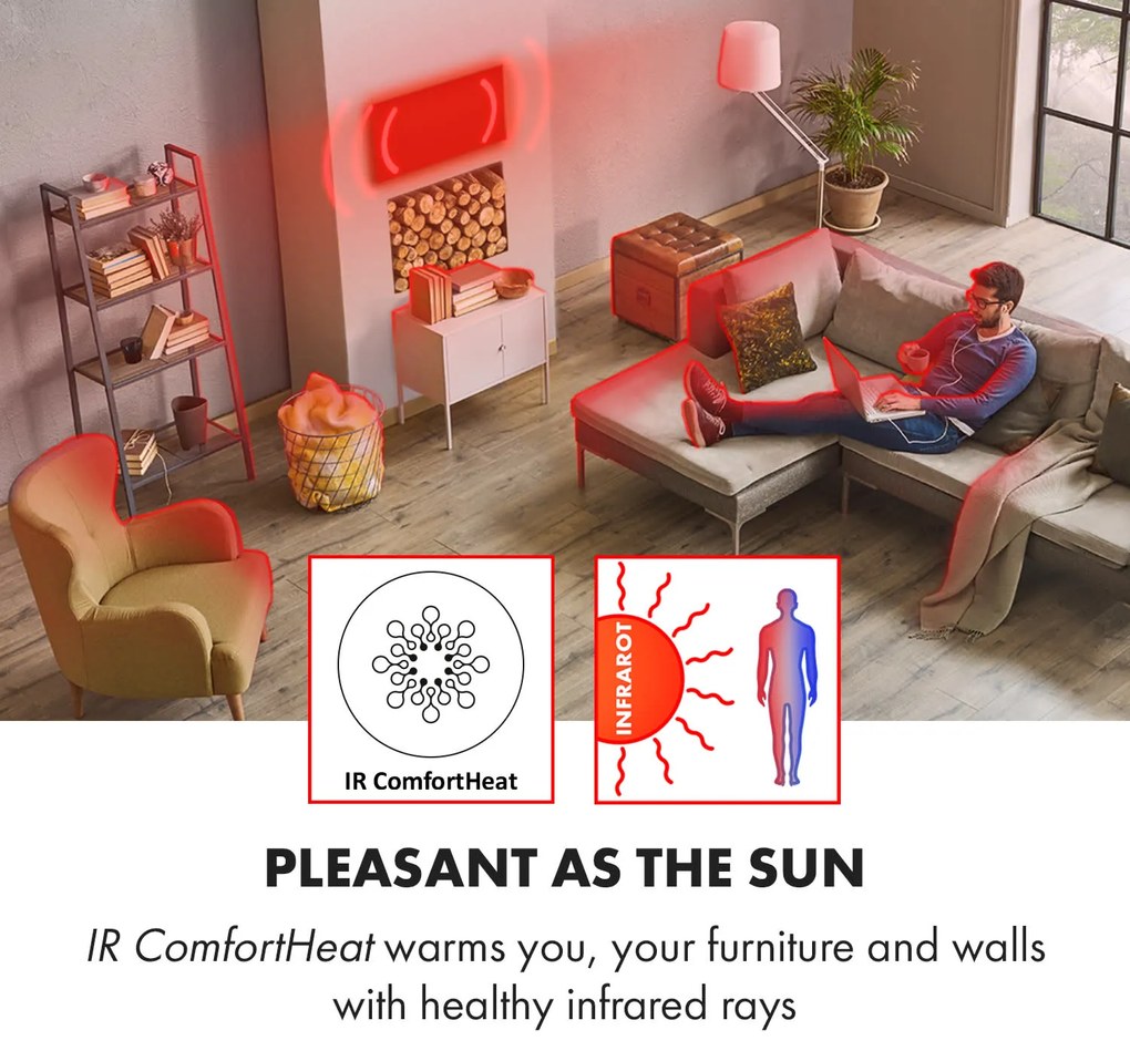 Klarstein Wonderwall Air Art Smart, infračervený ohrievač, 120 x 60 cm, 700 W, aplikácia, hora