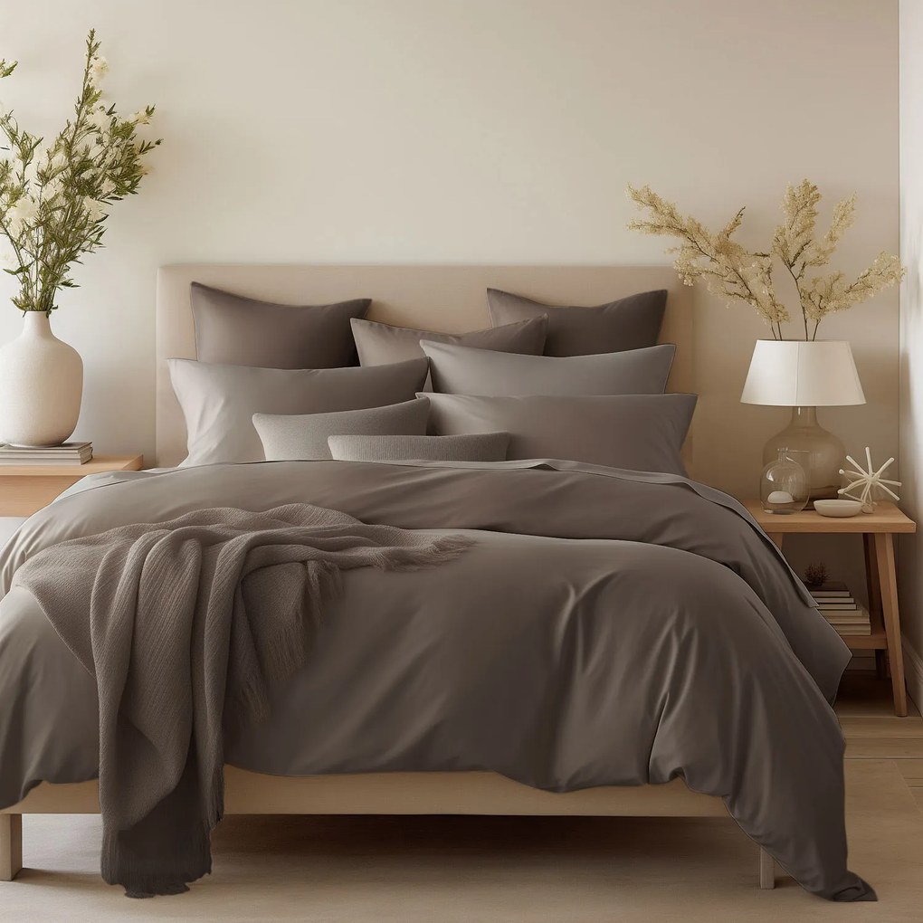 SATÉNOVÉ OBLIEČKY SATYNLOVE CLASSIC 200X220 CM, 2KS 70X80 CM TMAVOHNEDÉ