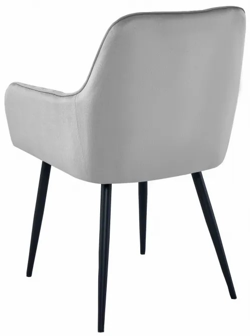 Jedálenská stolička SOLDEN zamatová strieborná / sivá (čierne nohy)
