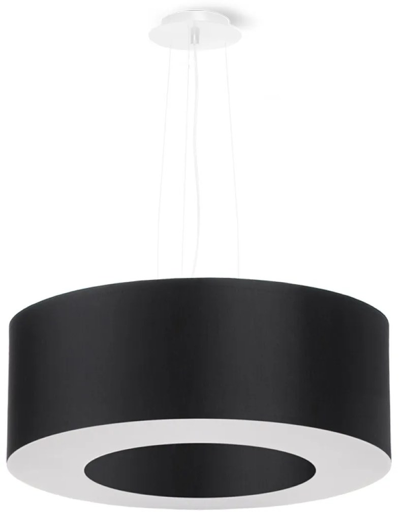 Závesné svietidlo Saturno, 1x čierne textilné tienidlo, (biely plast), (fi 50 cm)