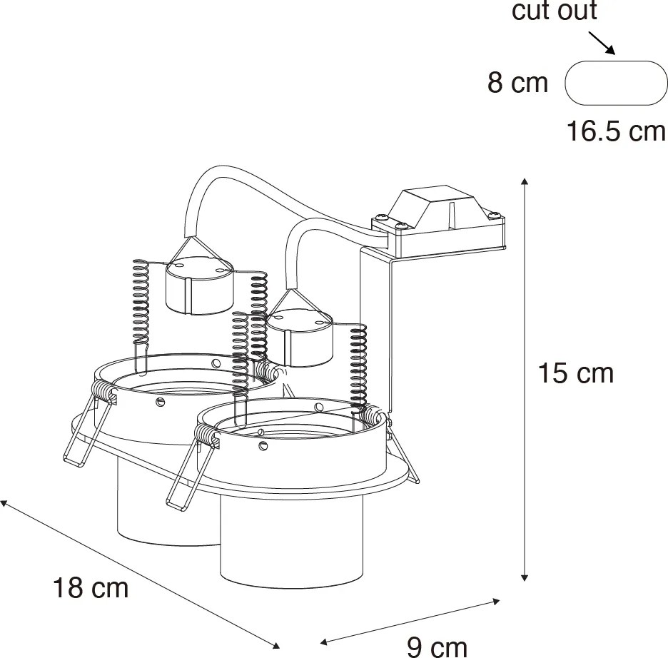 Sada 6 zapustených bodových svetiel biela GU10 50mm 2-svetlá - Installa