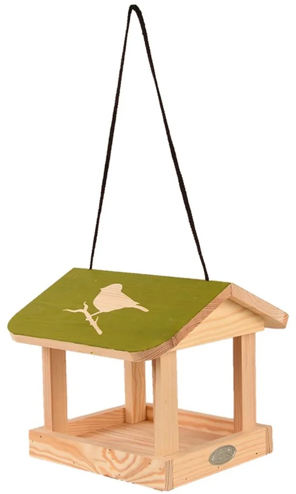 Závesné kŕmidlo pre vtáky Elisa, 19,5x24x24 cm, drevo, hnedá/zelená