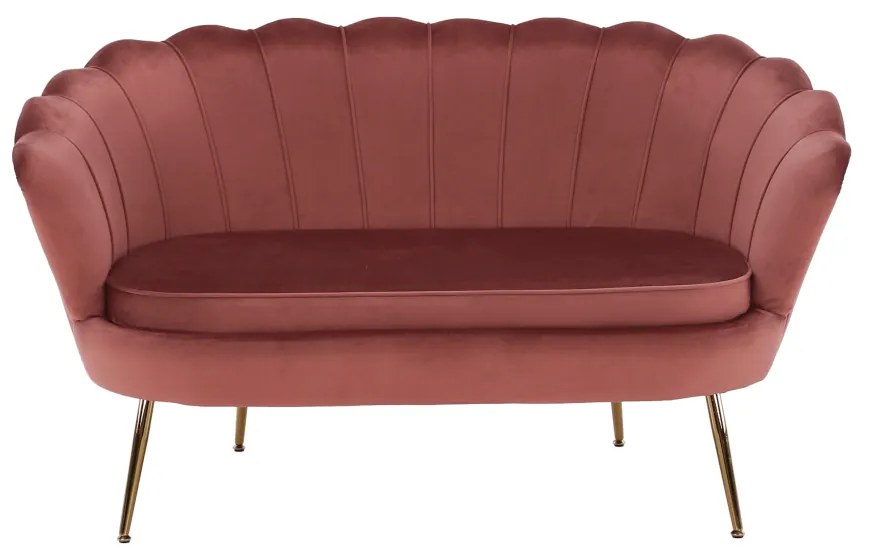 Lavica v štýle Art-deco, ružová Velvet látka/gold chróm-zlatý, NOBLIN