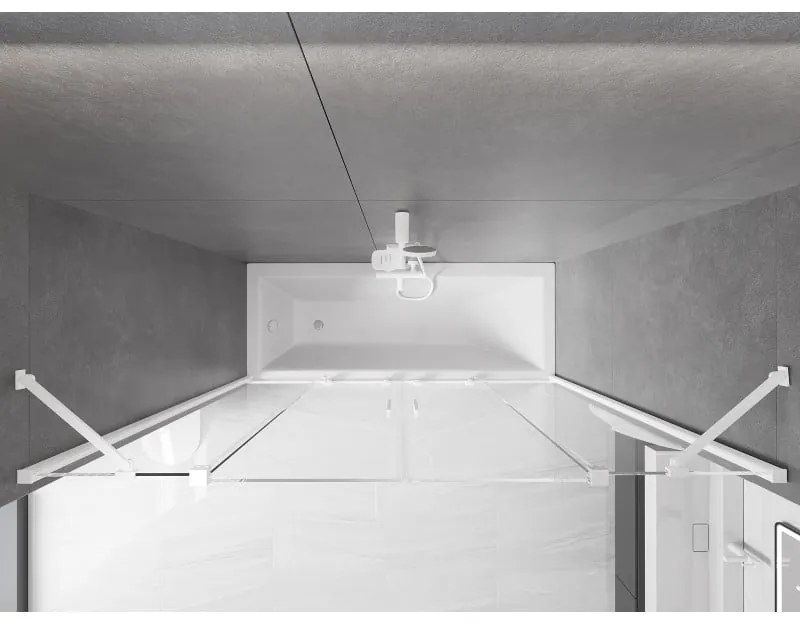 Mexen Velar Duo, 2-krídlová posuvná vaňová zástena 200 x 150 cm, 8mm číre sklo, biely profil, 896-200-000-02-20