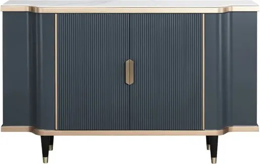 Komoda Stilig ST317 150 cm šedomodrá/zlatá